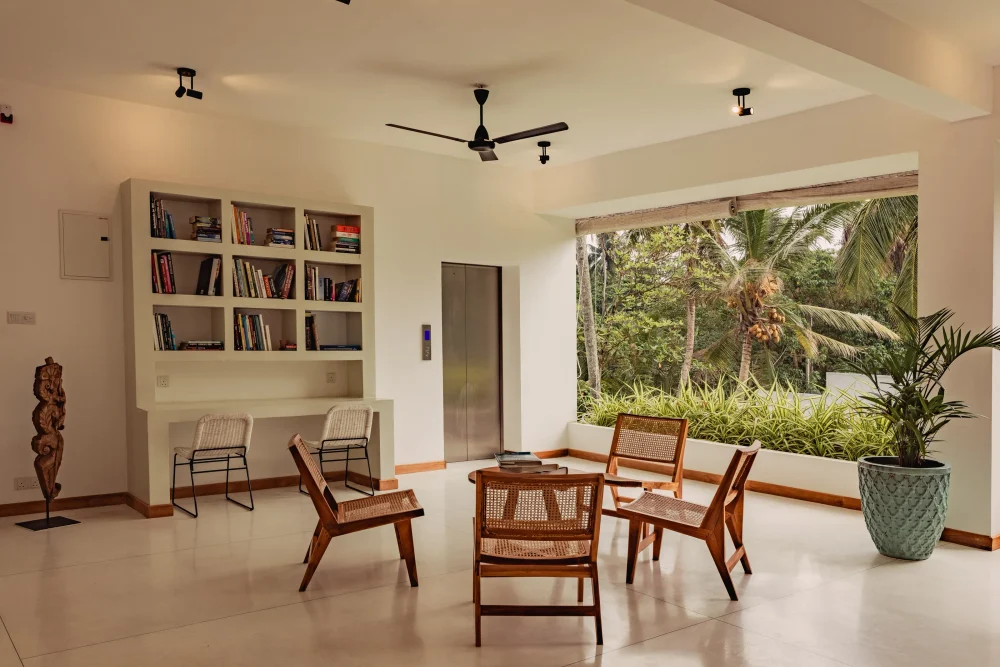 Library and craftsmanship details at Villa Lanka Flair