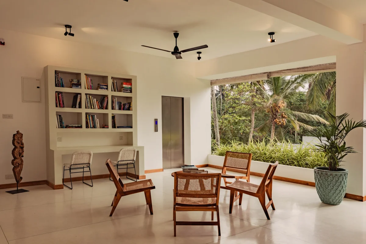 Reading corner in the library at Villa Lanka Flair