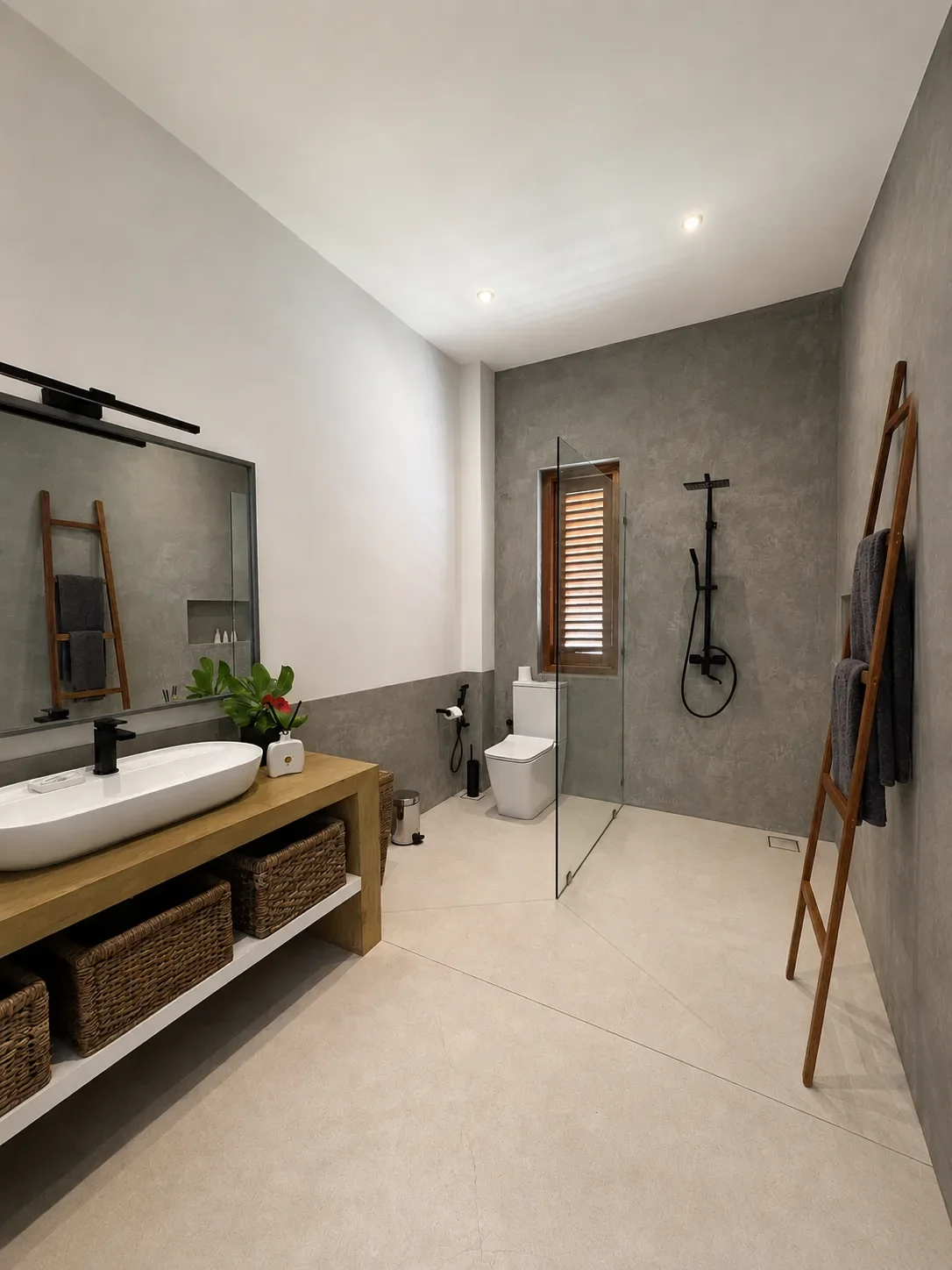 Bad des French Balcony Room mit Regenfalldusche