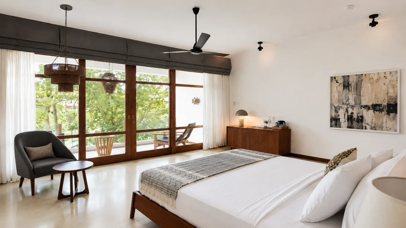 Garden Sanctuary Room mit Blick ins tropische Grün