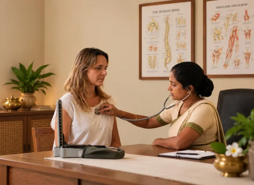 Ärztliche Untersuchung zu Beginn der Ayurveda-Kur